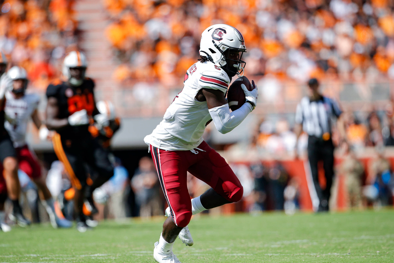 The South Carolina Gamecocks faced the Tennessee Volunteers in a Southeastern Conference East Division contest on Shields-Watkins Field at Neyland Stadium on Saturday, Oct. 9, 2021, in Knoxville, Tennessee. (Photo by Danny Parker)