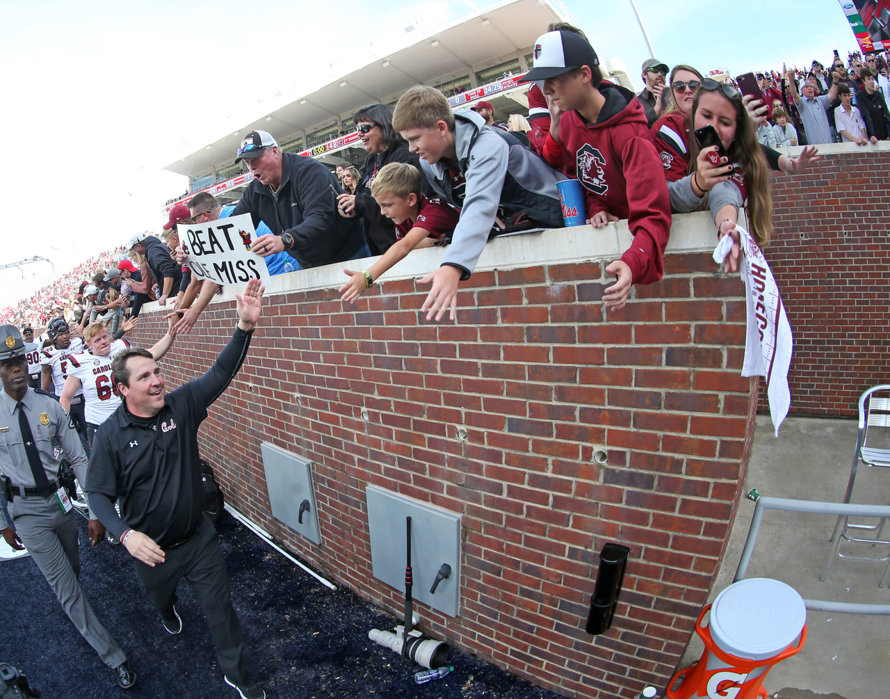 Will Muschamp celebrates the win over Ole Miss | Nov. 3, 2018