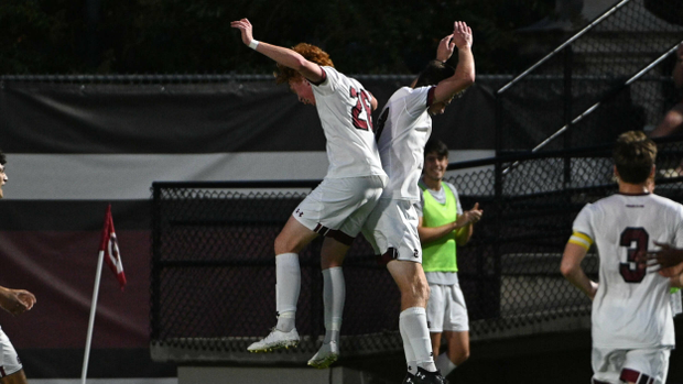 Men's soccer goal celebration