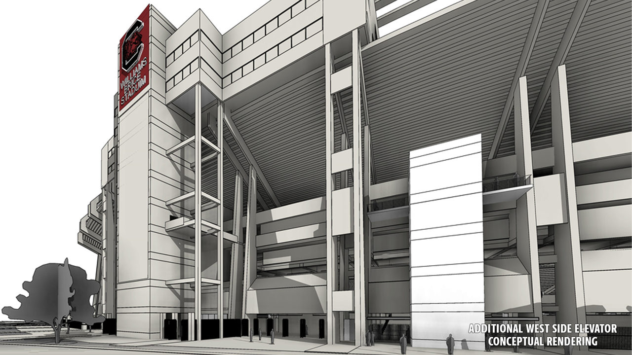 Williams-Brice Stadium West Side Elevator Rendering