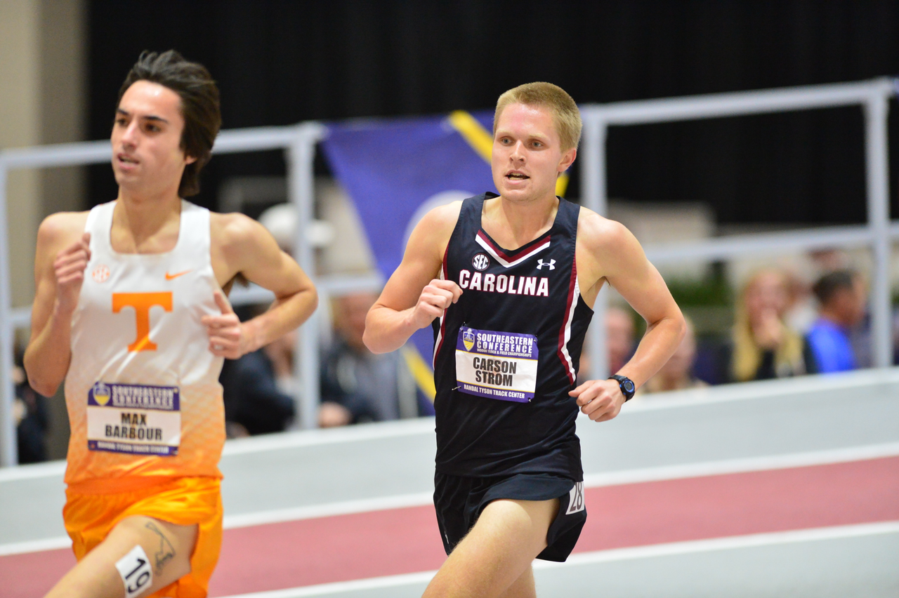 Carson Strom in action at the SEC Championships | Feb. 22-23 | Photo by Gunnar Rathbun