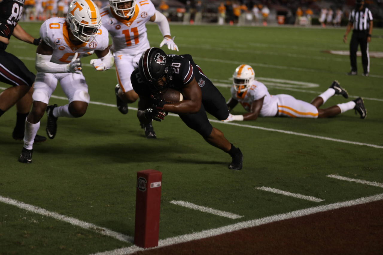 Kevin Harris (20)  | Saturday, Sept. 26, 2020 | Williams-Brice Stadium | Columbia, S.C. | Photos by South Carolina Athletics