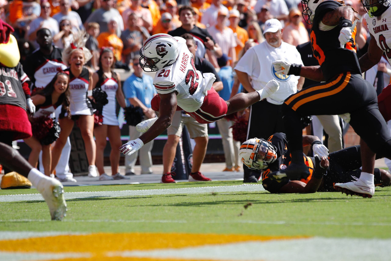 The South Carolina Gamecocks faced the Tennessee Volunteers in a Southeastern Conference East Division contest on Shields-Watkins Field at Neyland Stadium on Saturday, Oct. 9, 2021, in Knoxville, Tennessee. (Photo by Danny Parker)