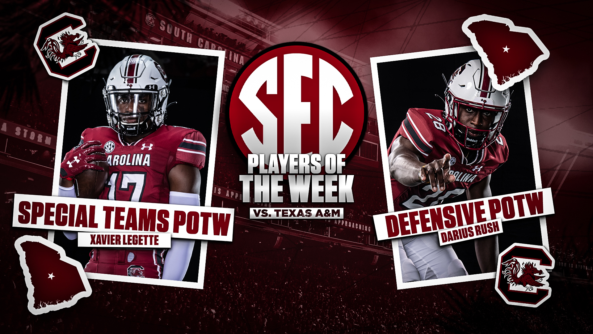 Rush and Legette Earn SEC Player of the Week Honors