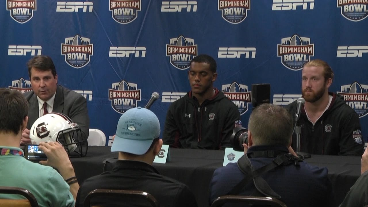 Will Muschamp, T.J. Holloman, Hayden Hurst Press Conference — 12/28/16