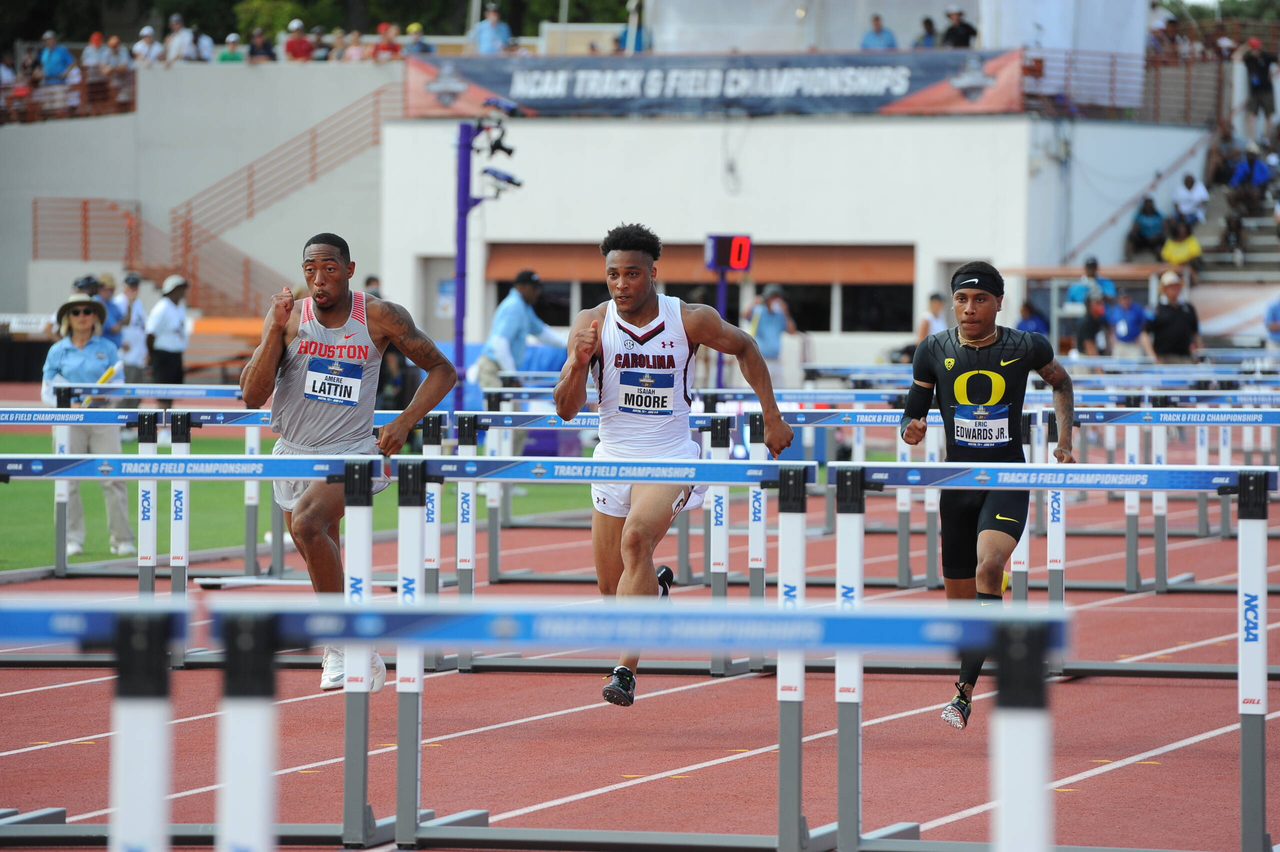 Isaiah Moore in action at the 2019 NCAA Outdoor Championships | June 5-8, 2019 | Photos by Cheryl Treworgy