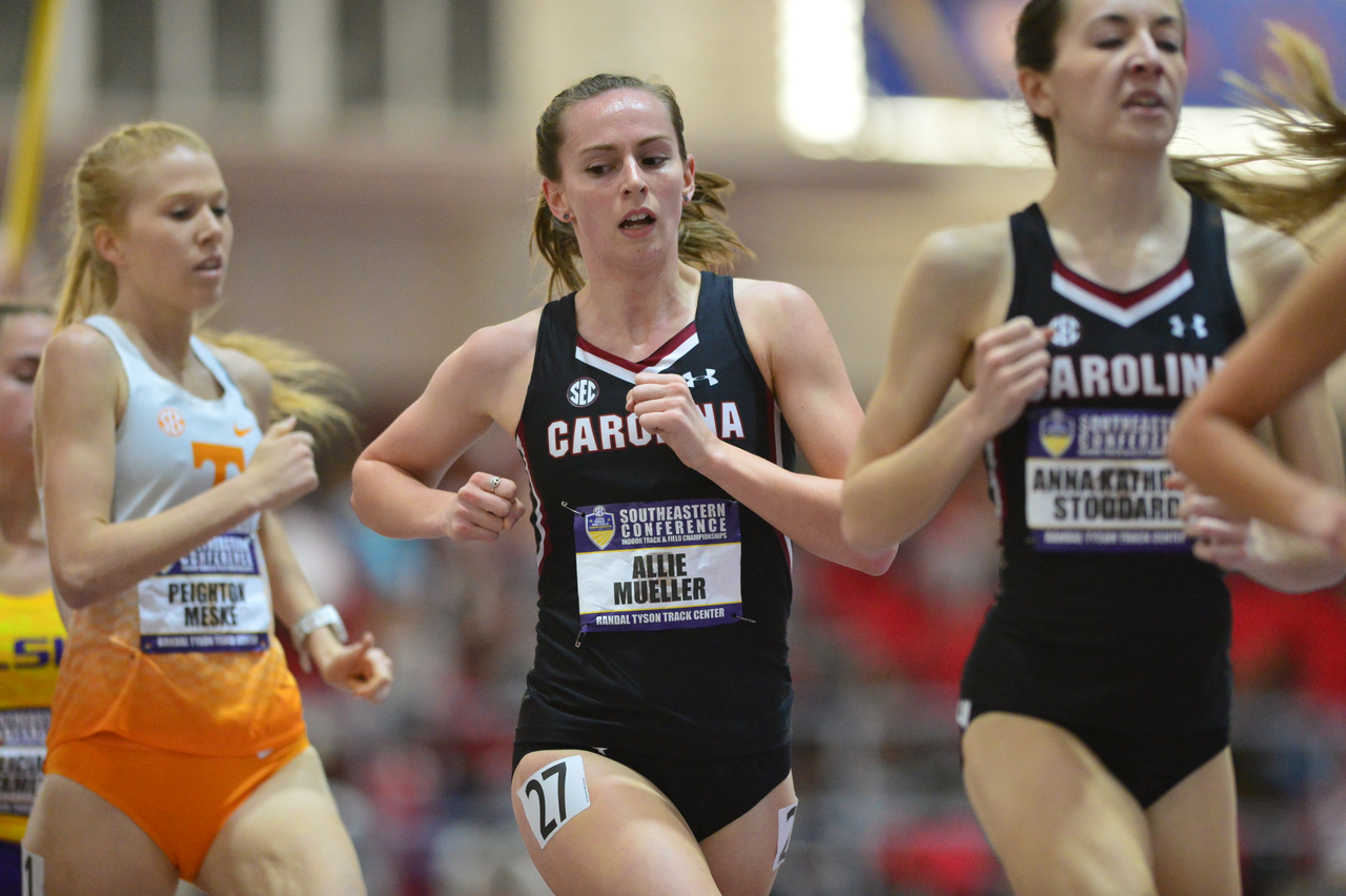 Allie Mueller in action at the SEC Championships | Feb. 22-23 | Photo by Gunnar Rathbun