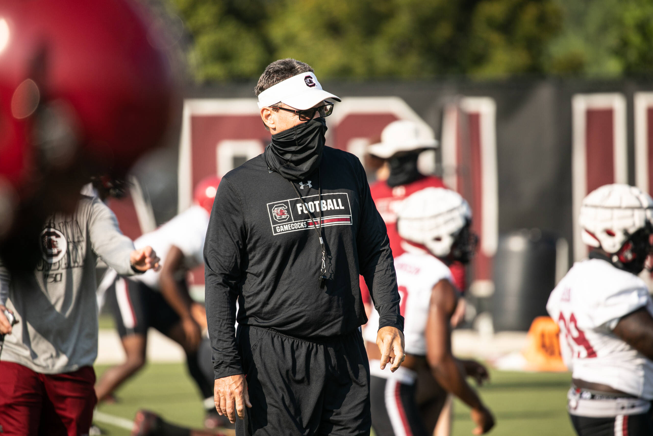 Tight ends coach Bobby Bentley Wednesday, Aug. 19, 2020 | Ken & Cyndi Long Football Operations Center | Columbia, S.C. | Photos by South Carolina Athletics