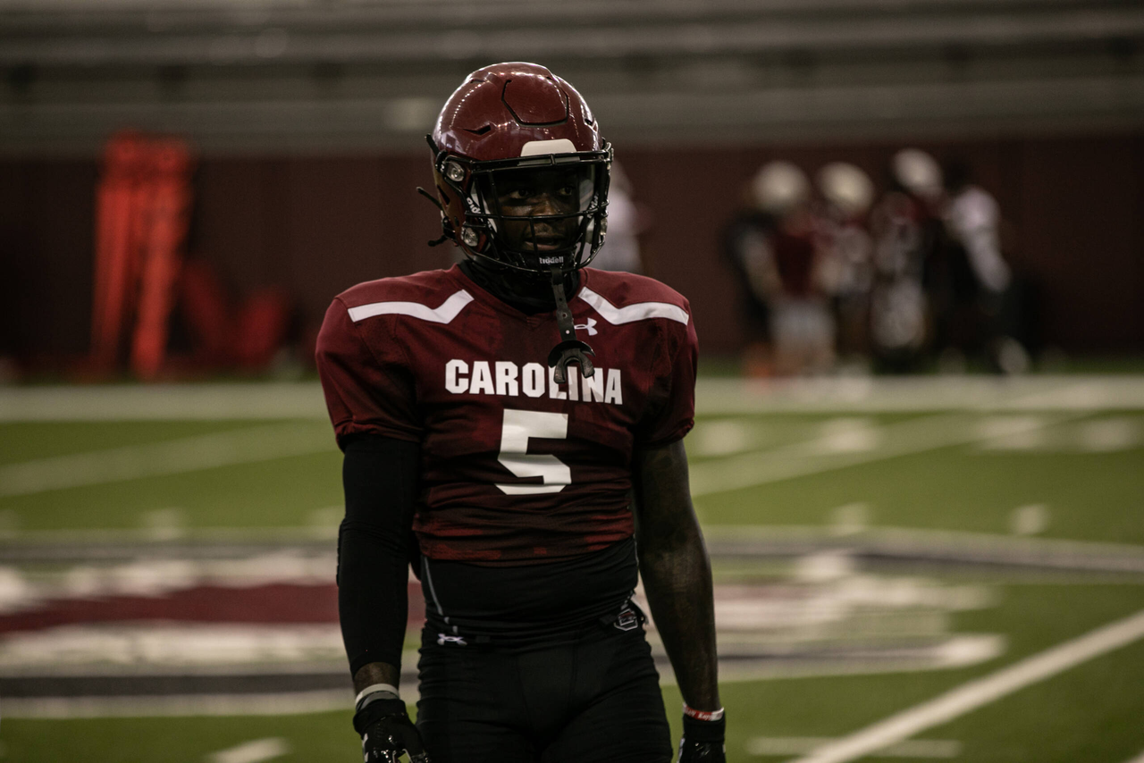 Dakereon Joyner (5) | Friday Aug. 21, 2020 | The Jerri and Steve Spurrier Indoor Practice Facility | Columbia, S.C. | Photos by South Carolina Athletics