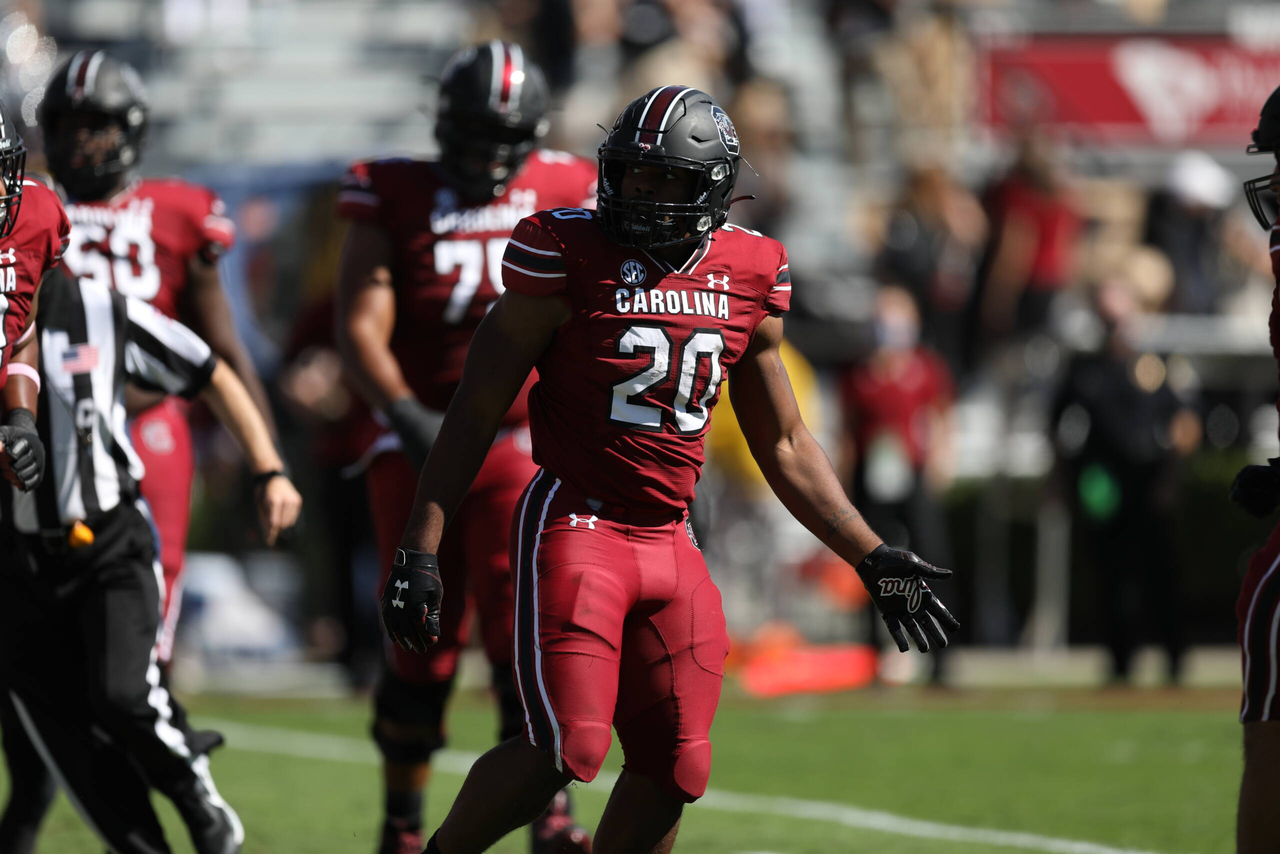 Kevin Harris vs Auburn, 10/17/2020, Williams-Brice Stadium, Photos by South Carolina Athletics