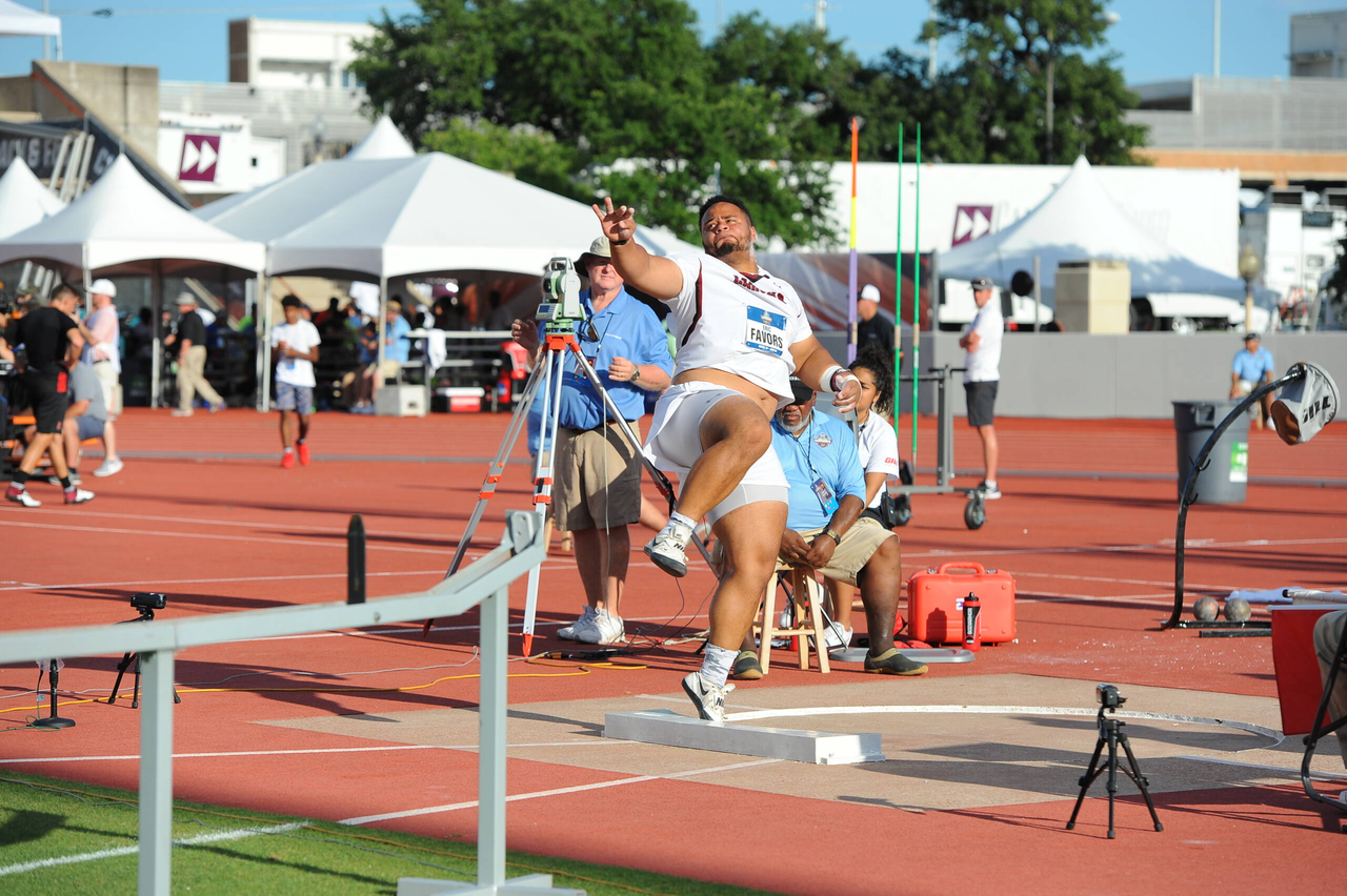 Eric Favors in action at the 2019 NCAA Outdoor Championships | June 5-8, 2019 | Photos by Cheryl Treworgy