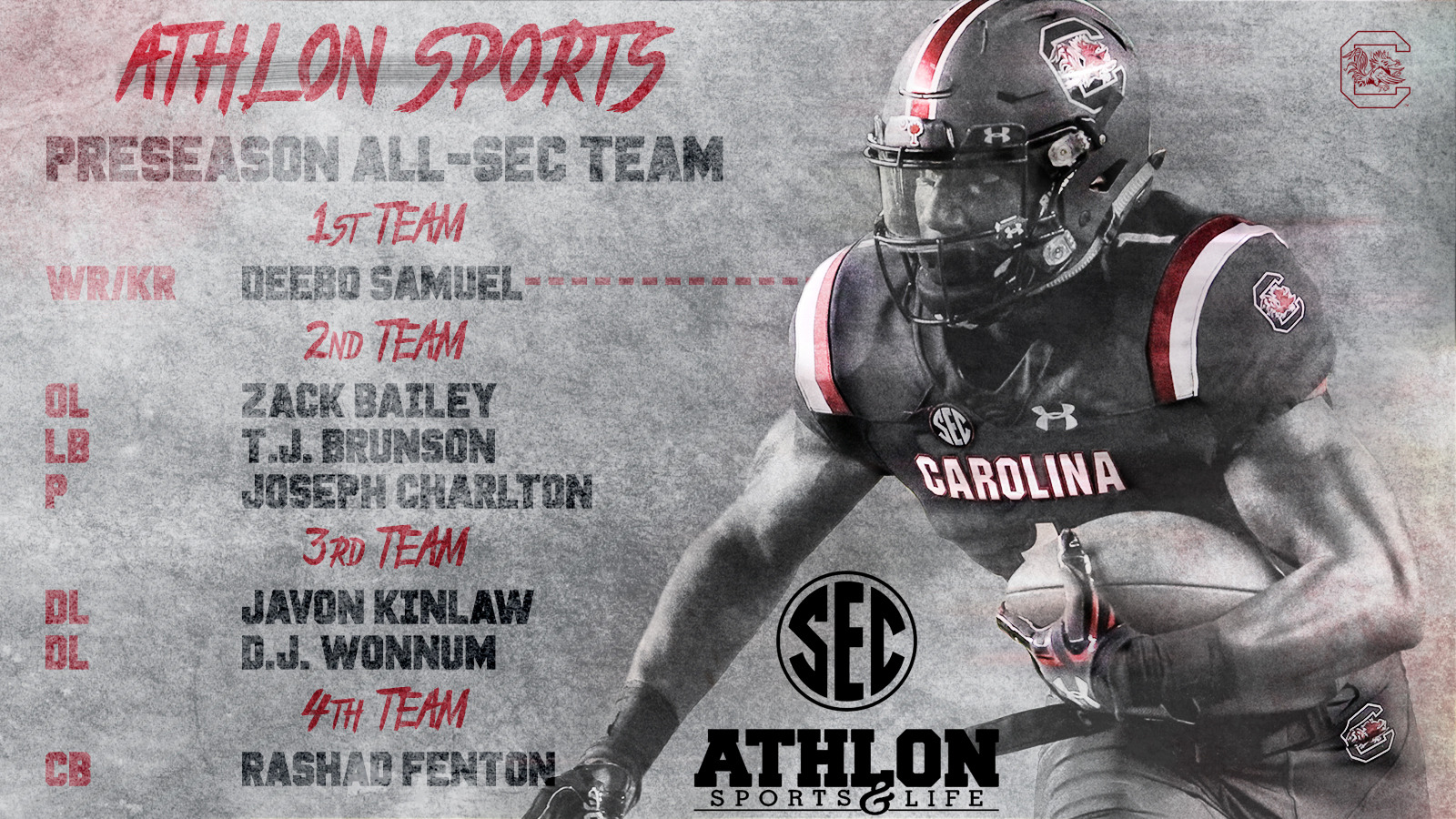 Seven Gamecocks Named to Athlon Sports Preseason All-SEC Teams