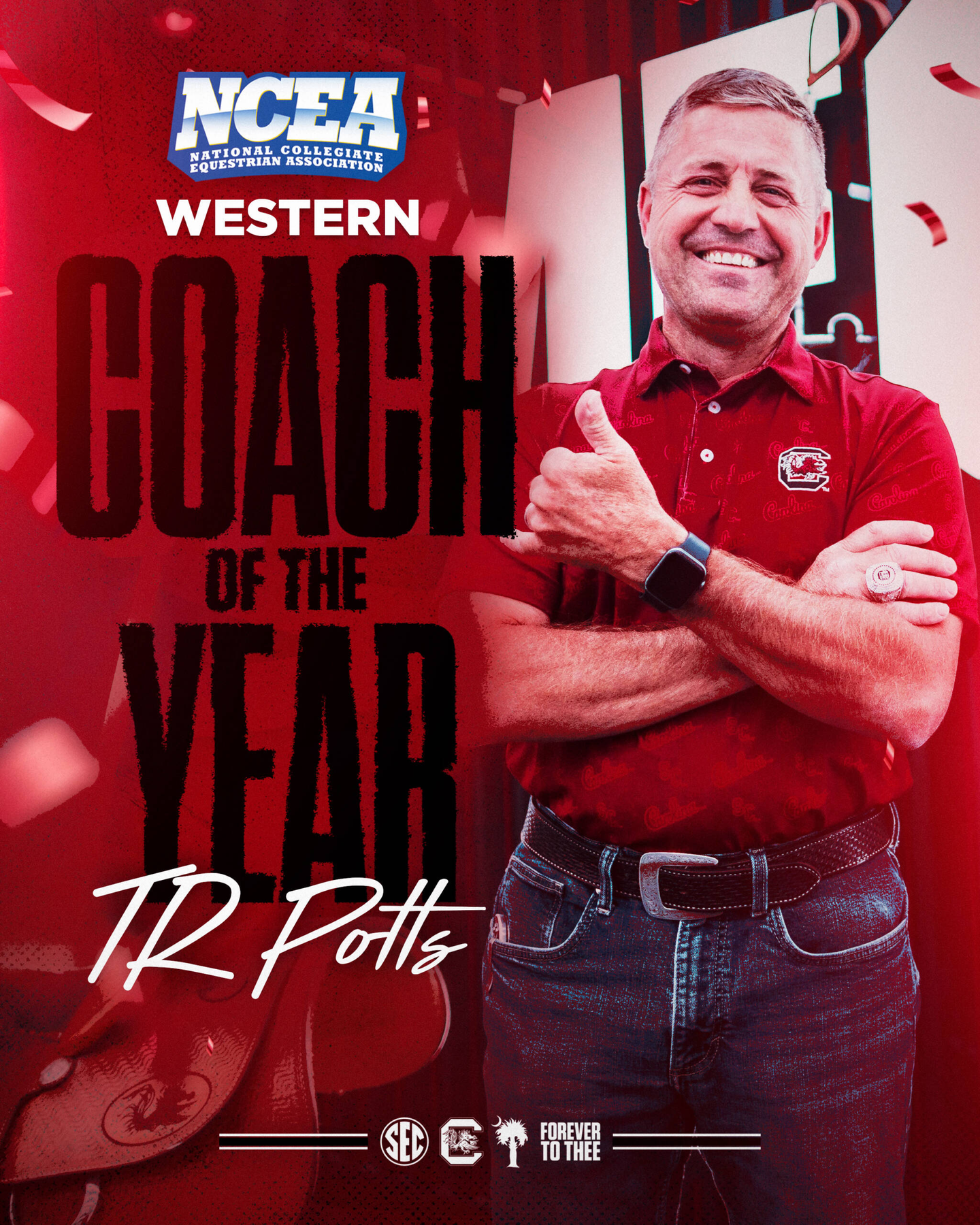 graphic announcing TR Potts as the NCEA Western Coach of the Year