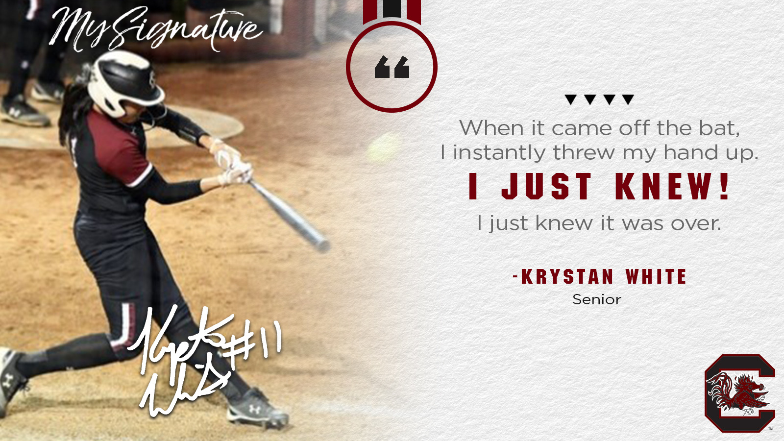 My Signature: Krystan White on the Walk-Off