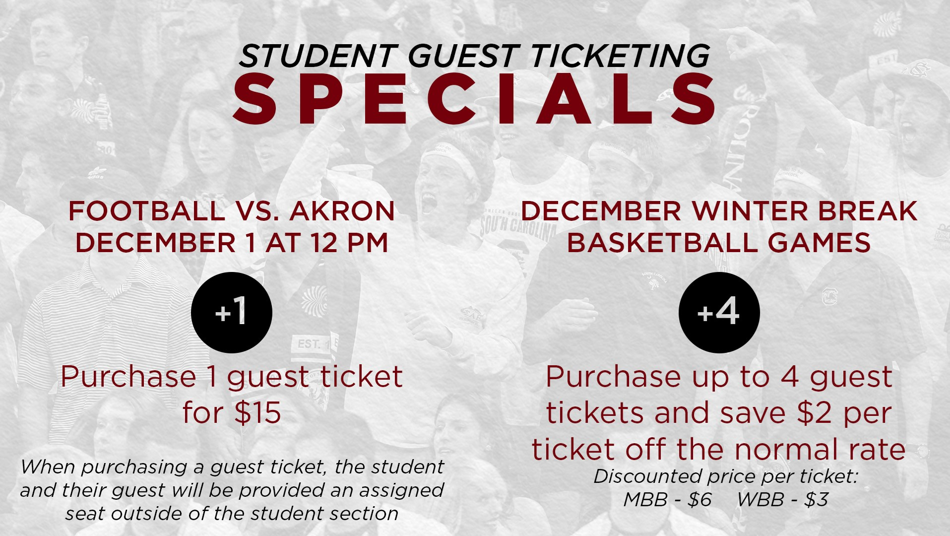 Gamecocks Announce Student Guest Ticketing Specials