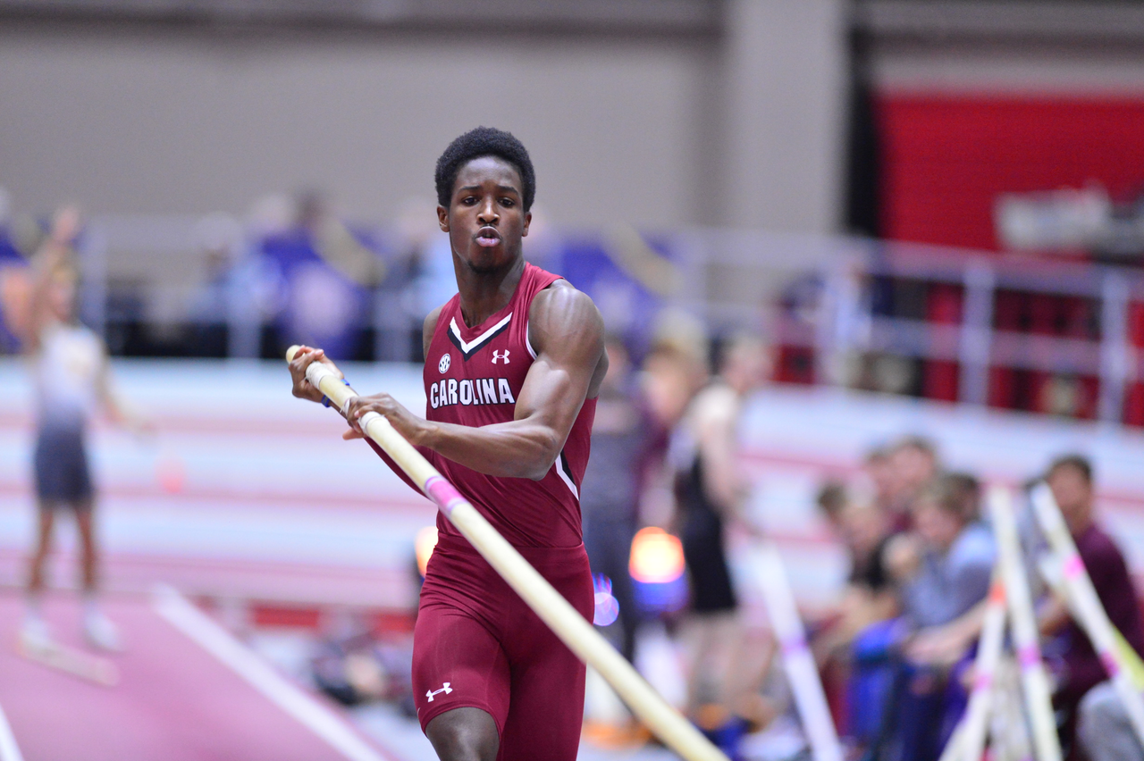 Armand Woodley in action at the SEC Championships | Feb. 22-23 | Photo by Gunnar Rathbun