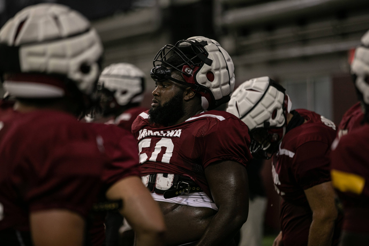 Sadarius Hutcherson (50) | Friday Aug. 21, 2020 | The Jerri and Steve Spurrier Indoor Practice Facility | Columbia, S.C. | Photos by South Carolina Athletics