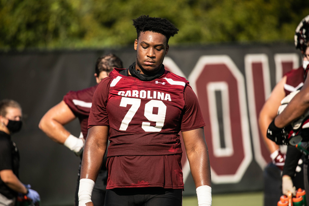 Dylan Wonnum (79) | Wednesday, Aug. 19, 2020 | Ken & Cyndi Long Football Operations Center | Columbia, S.C. | Photos by South Carolina Athletics