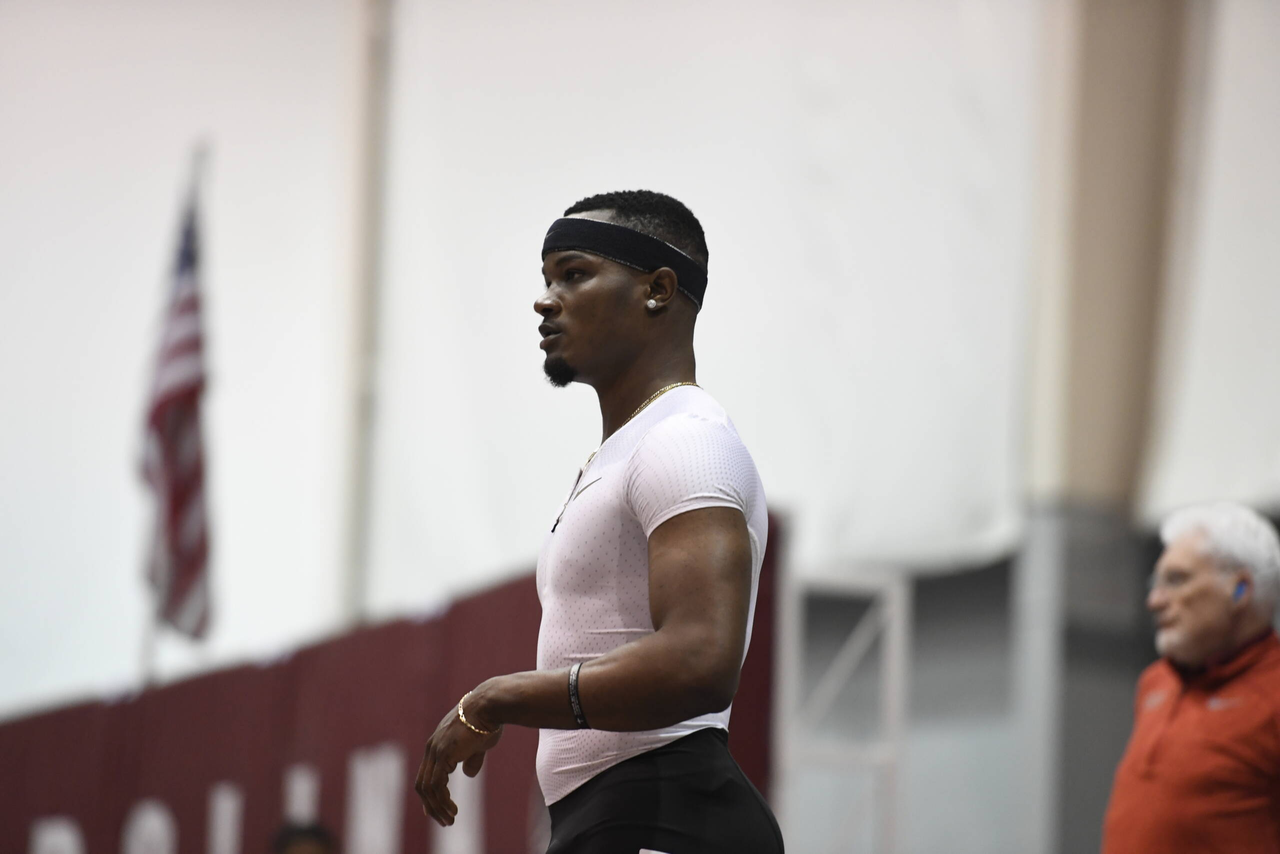 2016 Olympic gold medalist Omar McLeod in action at the Gamecock Inaugural | Jan. 19, 2019 | Photo by Allen Sharpe