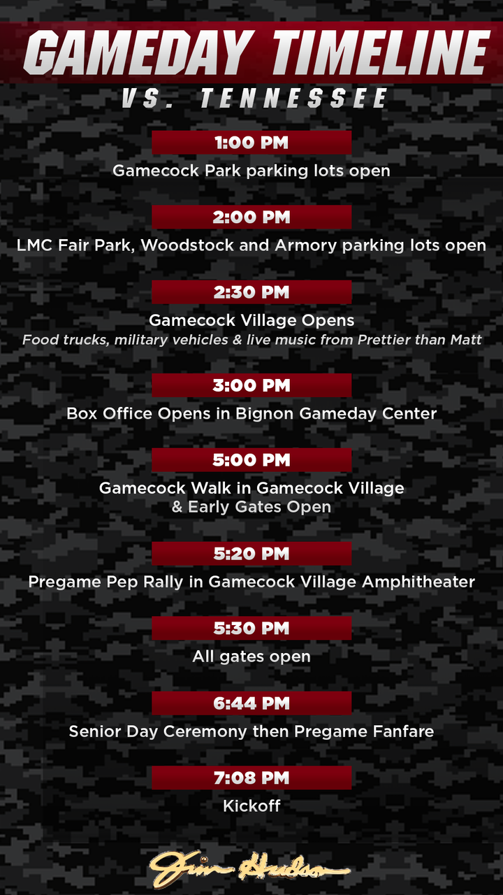 Tennessee Gameday Timeline