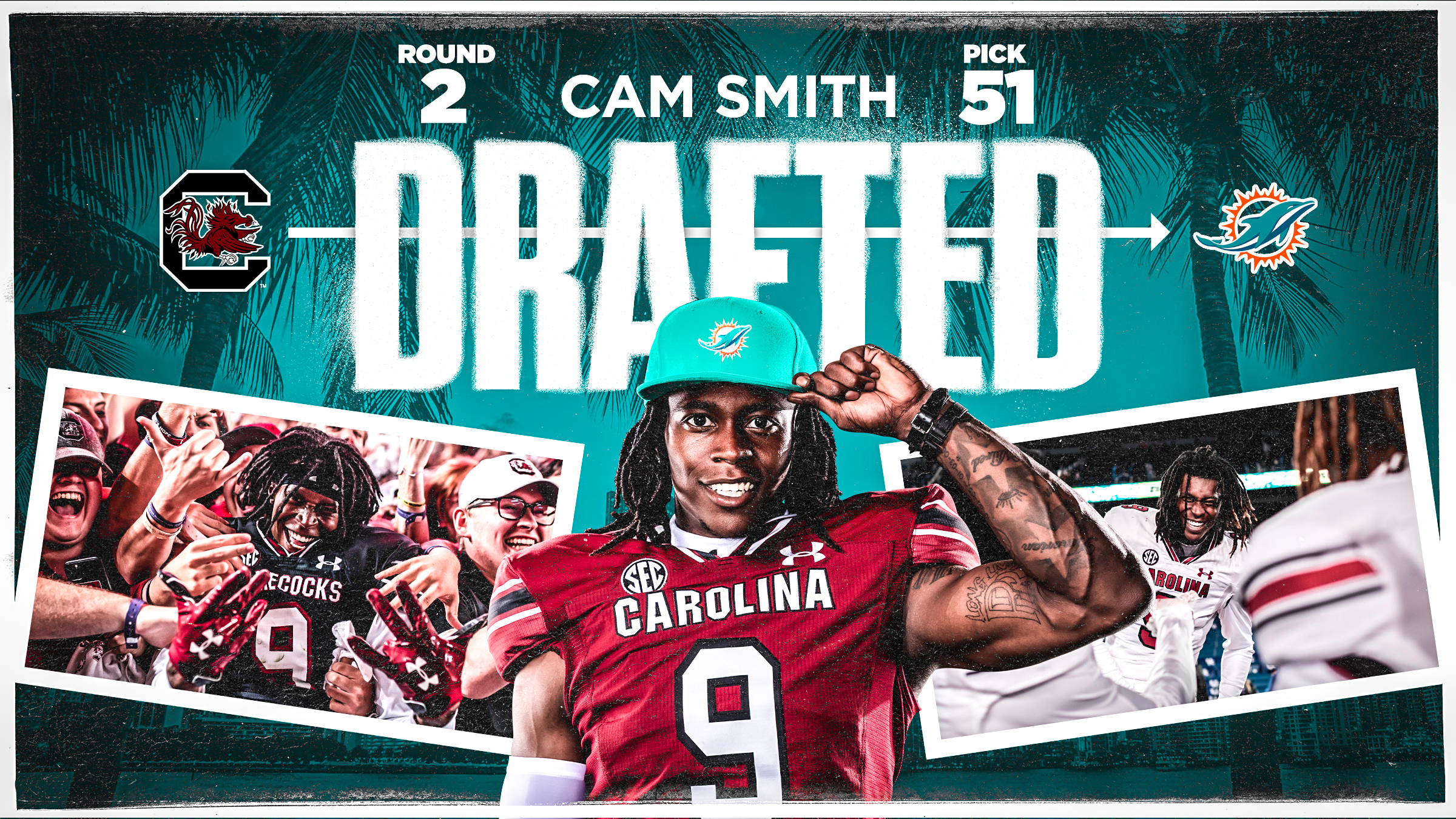 Cam Smith Selected by the Miami Dolphins in the Second Round