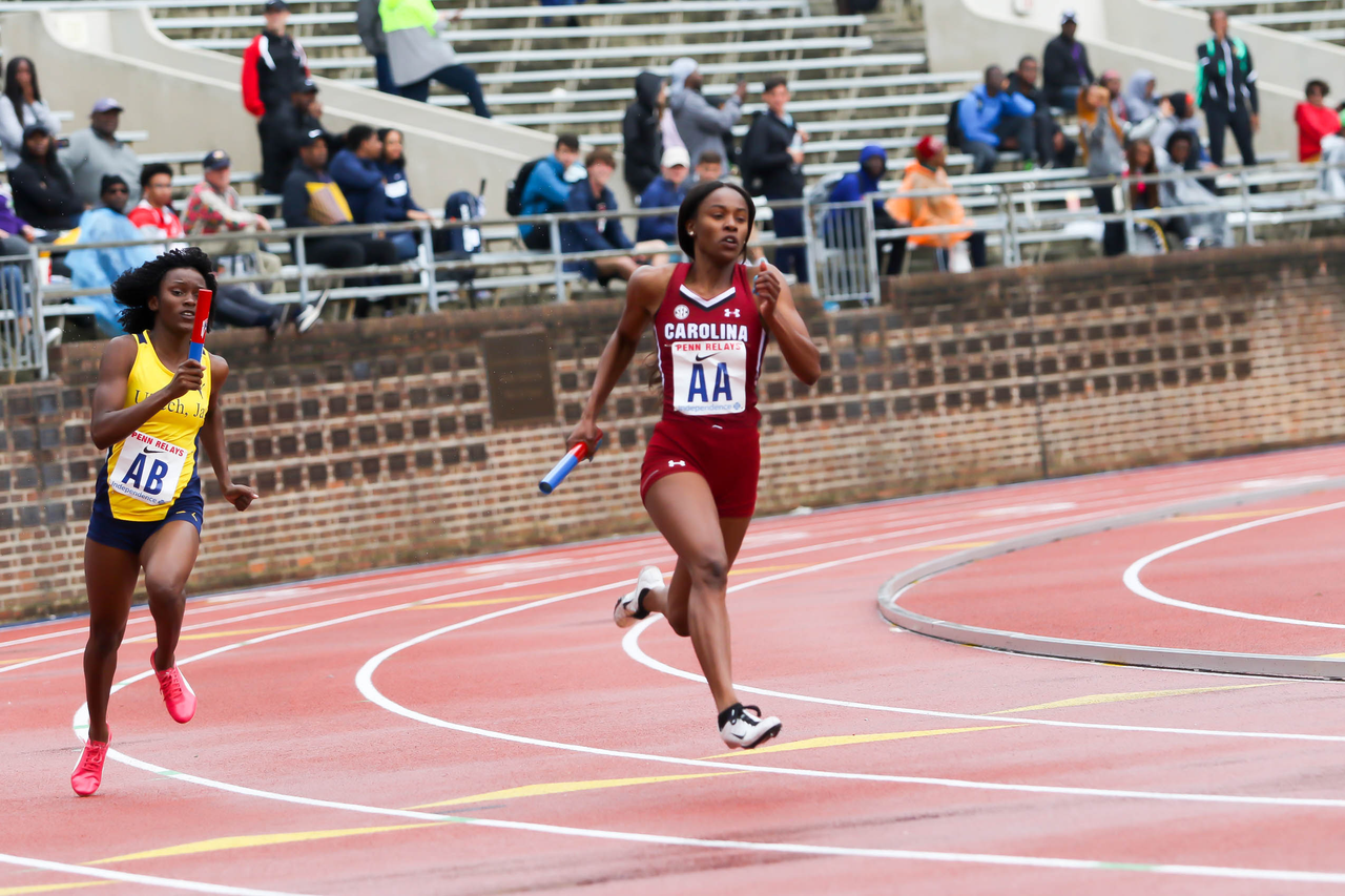 Aliyah Abrams in action at the 125th Penn Relays | Photo by Charles Revelle | April 26, 2019