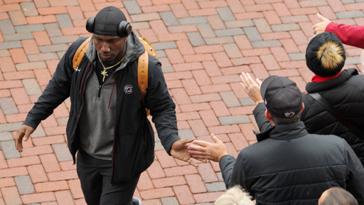 Deebo Samuel arrives for Carolina's game vs. Akron | Dec. 1, 2018 | Photo by Travis Bell