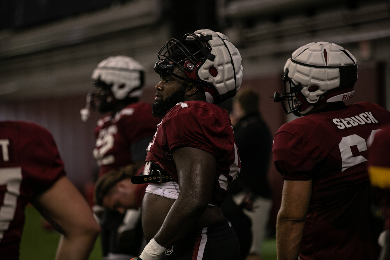 Sadarius Hutcherson (50) | Friday Aug. 21, 2020 | The Jerri and Steve Spurrier Indoor Practice Facility | Columbia, S.C. | Photos by South Carolina Athletics