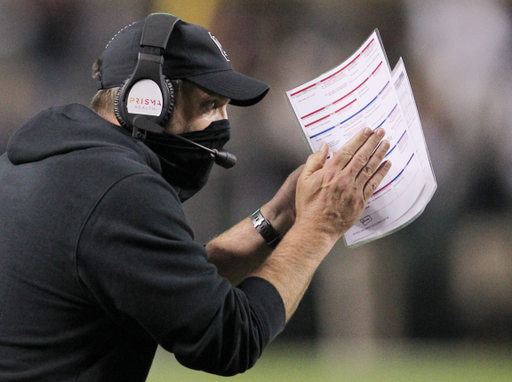 South Carolina head coach Mike Bobo is seen during second-quarter action on Saturday Nov. 21, 2020 in Columbia, S.C. (Travis Bell/SIDELINE CAROLINA)