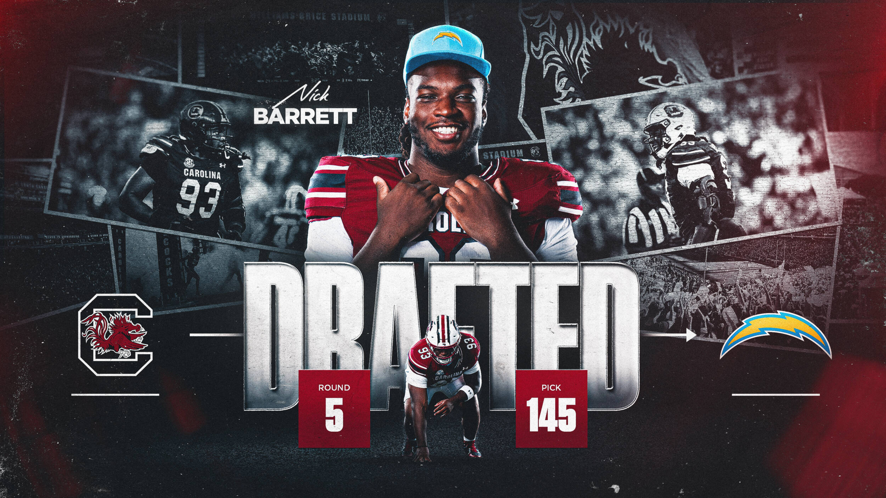 Barrett Selected by the Chargers in the 5th Round of the NFL Draft