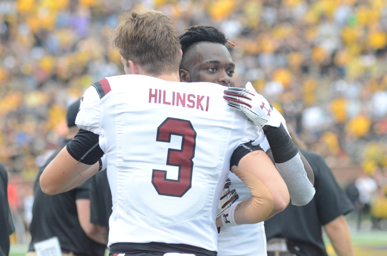 Ryan Hilinski (3) and Dakereon Joyner (7) at Missouri (Sept. 21, 2019)