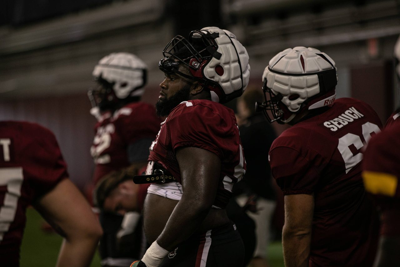 Sadarius Hutcherson (50) | Friday Aug. 21, 2020 | The Jerri and Steve Spurrier Indoor Practice Facility | Columbia, S.C. | Photos by South Carolina Athletics