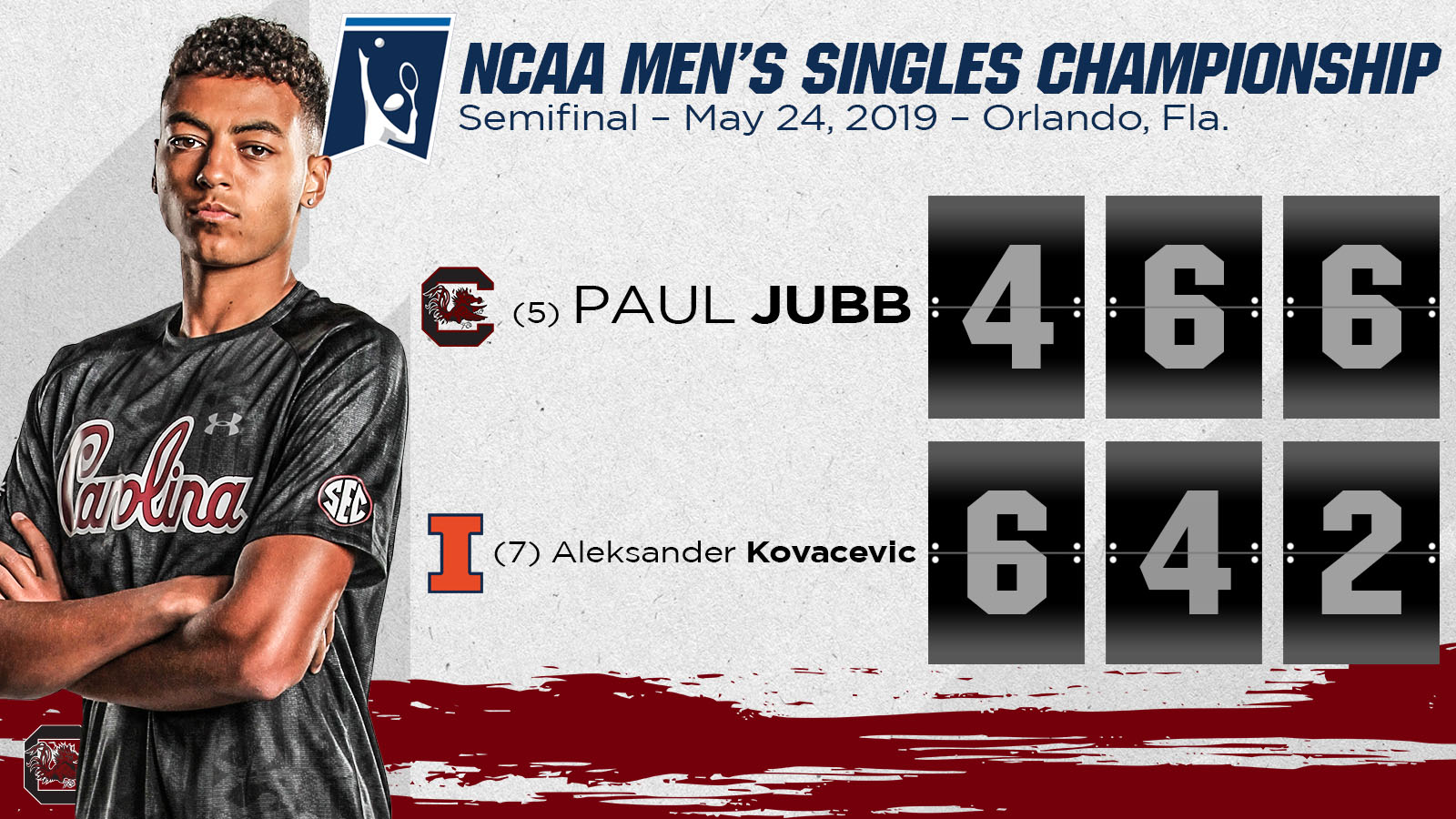 Three-Set Win Sends Jubb to NCAA Singles Final
