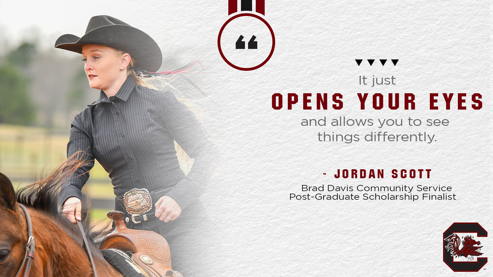 Equestrian's Jordan Scott is a finalist for prestigious post-graduate scholarship