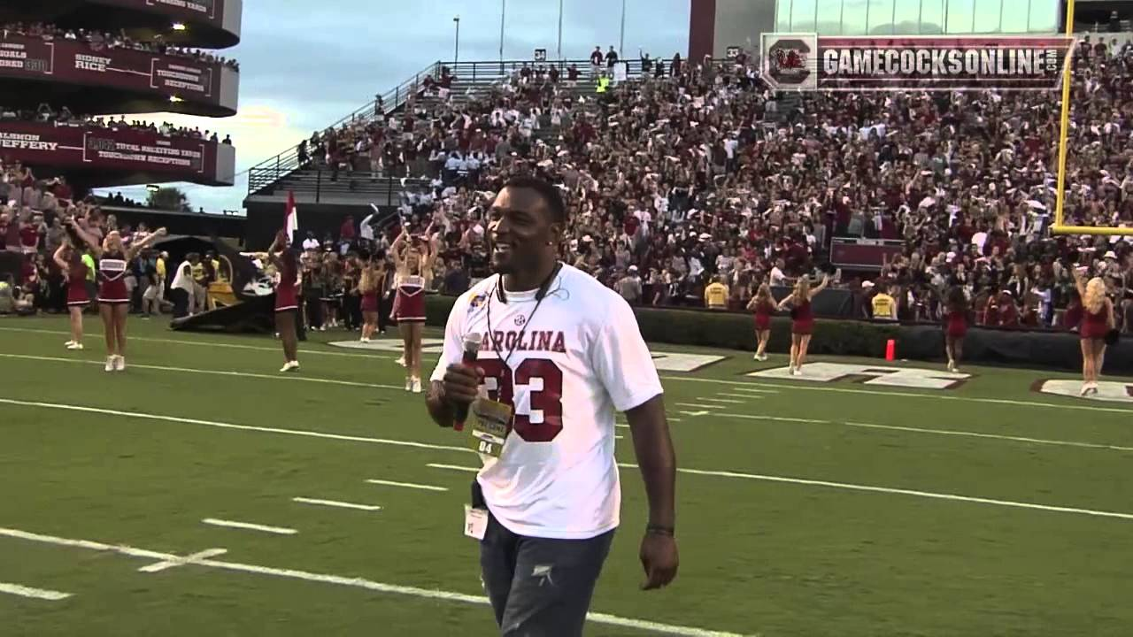 Brandon Bennett leads off the Gamecocks cheer and "2001"