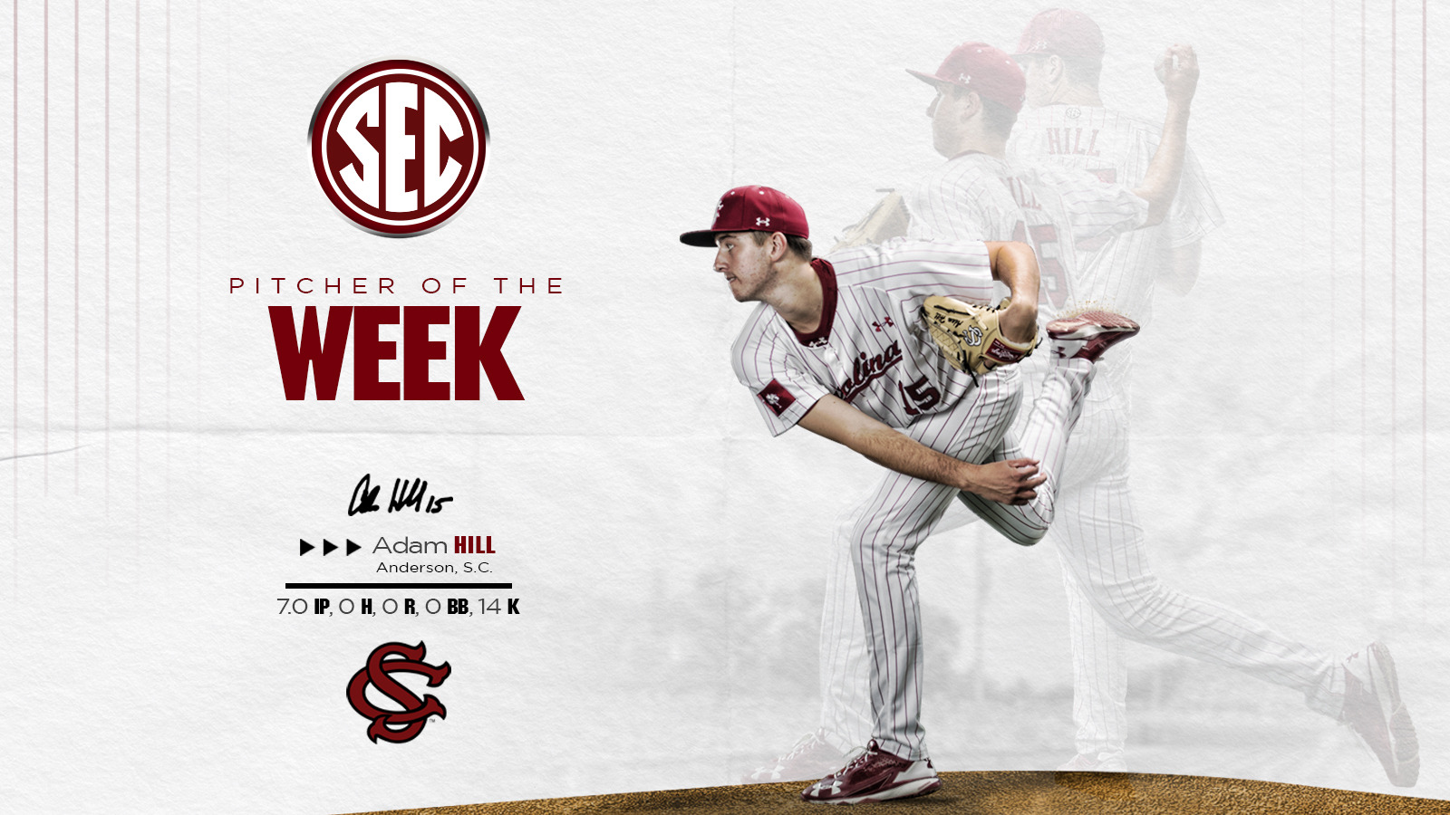 Baseball's Hill Named SEC Pitcher of the Week