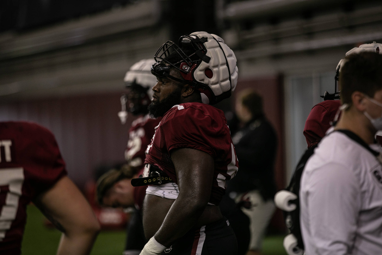 Sadarius Hutcherson (50) | Friday Aug. 21, 2020 | The Jerri and Steve Spurrier Indoor Practice Facility | Columbia, S.C. | Photos by South Carolina Athletics