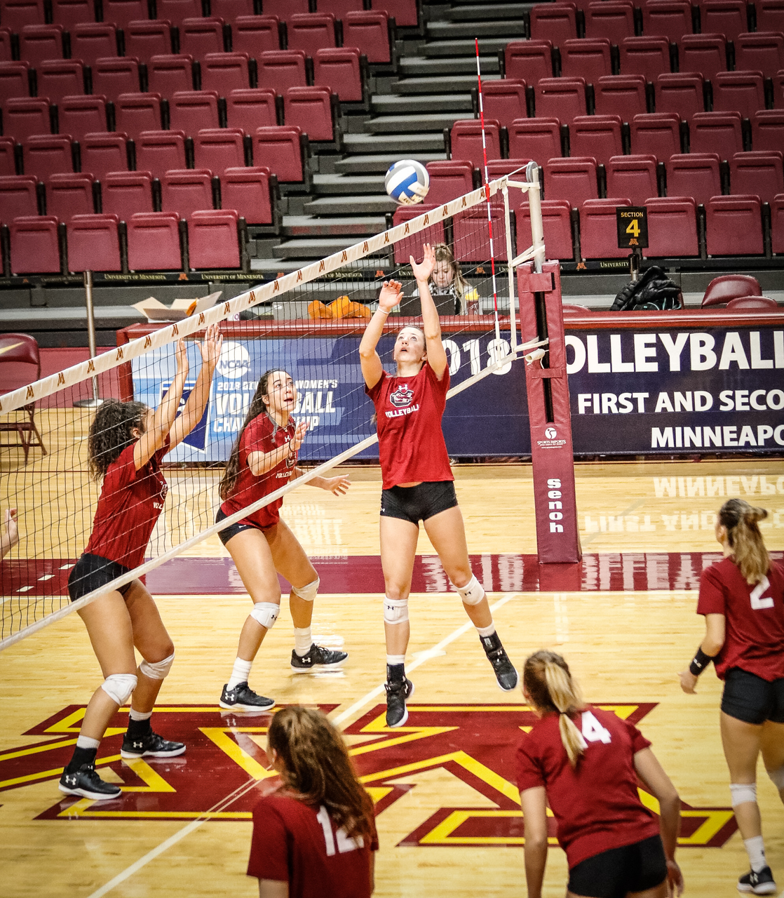 The Gamecocks practice at the Maturi Pavilion, home court of the University of Minnesota.