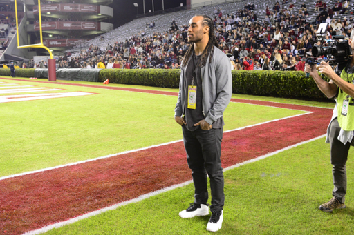 Gamecock legend Stephon Gilmore looks on vs. Chattanooga | Nov. 17, 2018 | Photo by Juan Blas