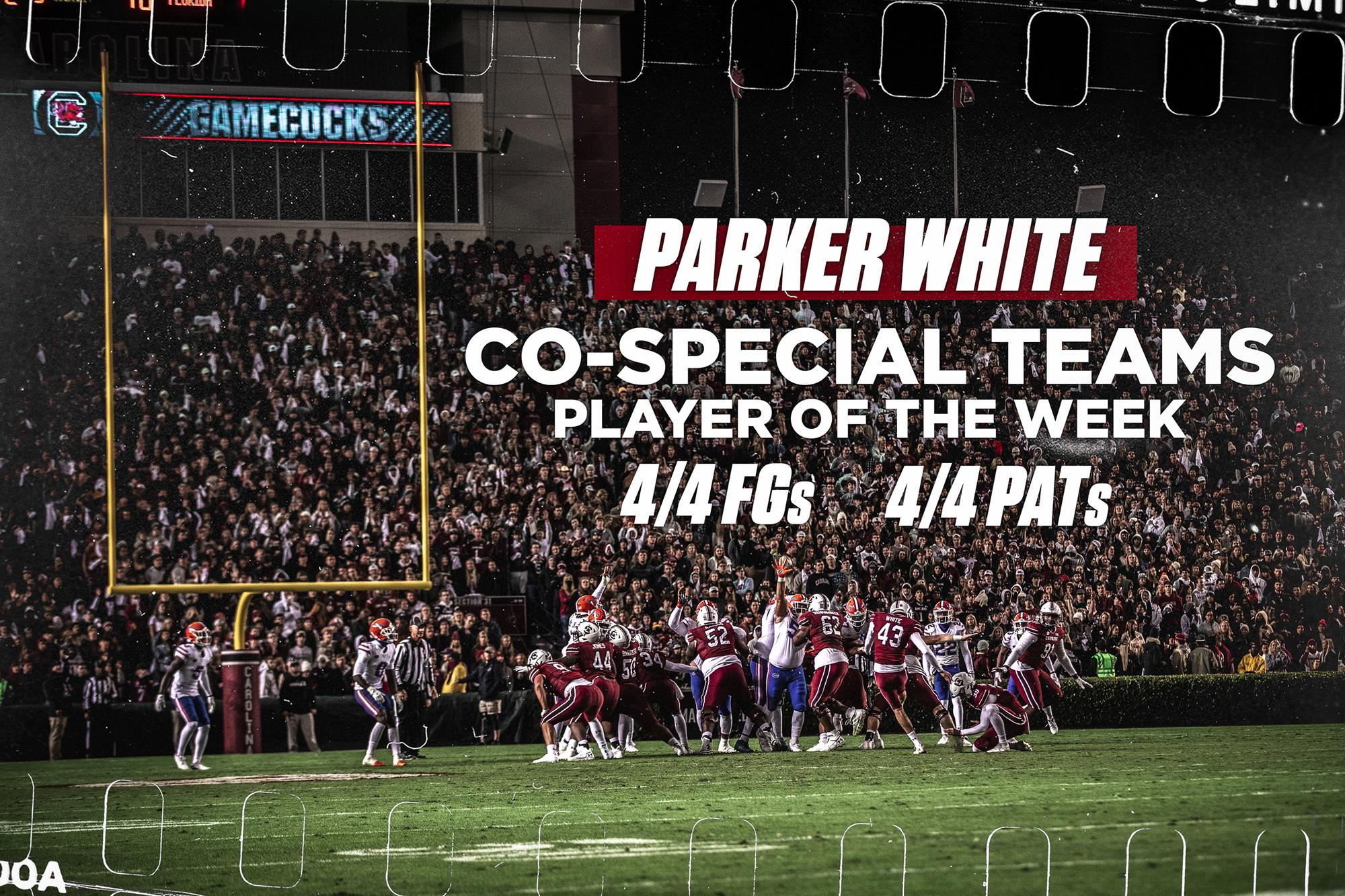 White Named SEC Co-Special Teams Player of the Week