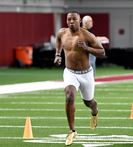 Bryson Allen-Williams participates at Pro Day on Thursday, March 21, 2019.