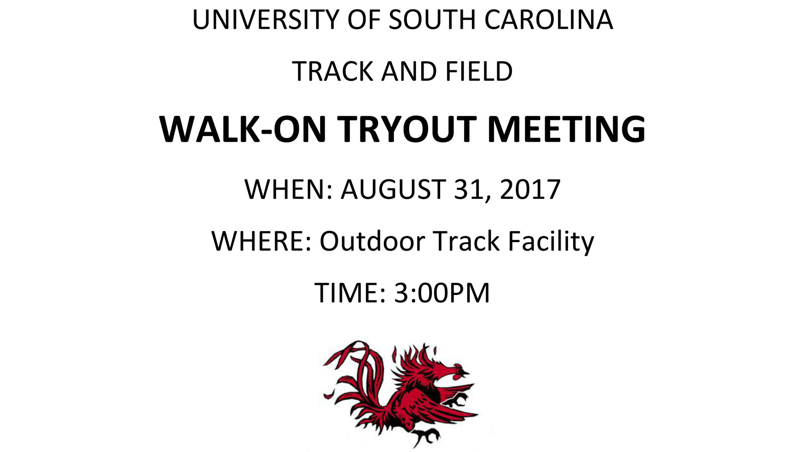 Gamecocks to Hold Walk-On Tryout Meeting