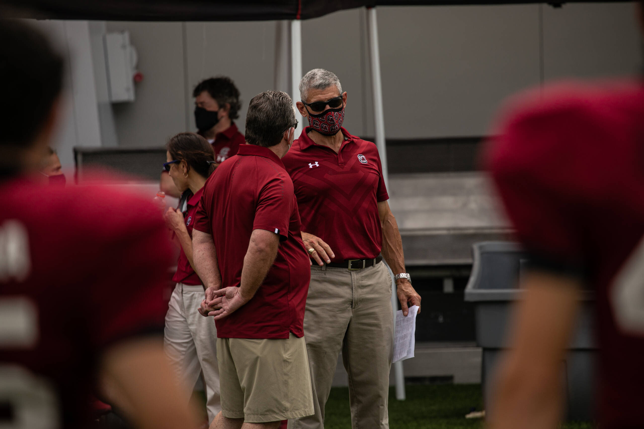 University President Robert Caslen | Saturday, Aug. 22, 2020 | Ken & Cyndi Long Football Operations Center | Columbia, S.C. | Photos by South Carolina Athletics