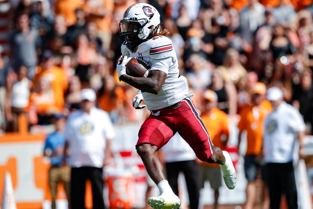 The South Carolina Gamecocks faced the Tennessee Volunteers in a Southeastern Conference East Division contest on Shields-Watkins Field at Neyland Stadium on Saturday, Oct. 9, 2021, in Knoxville, Tennessee. (Photo by Danny Parker)