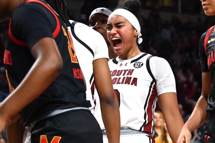 Kitts' First career double-double leads No. 6 South Carolina to 114-76 win over No. 14 Maryland
