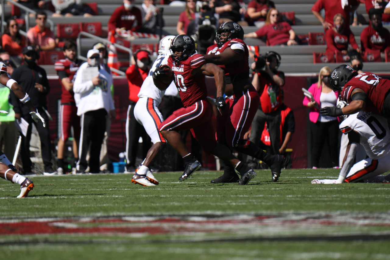 Kevin Harris vs Auburn, 10/17/2020, Williams-Brice Stadium, Photos by South Carolina Athletics