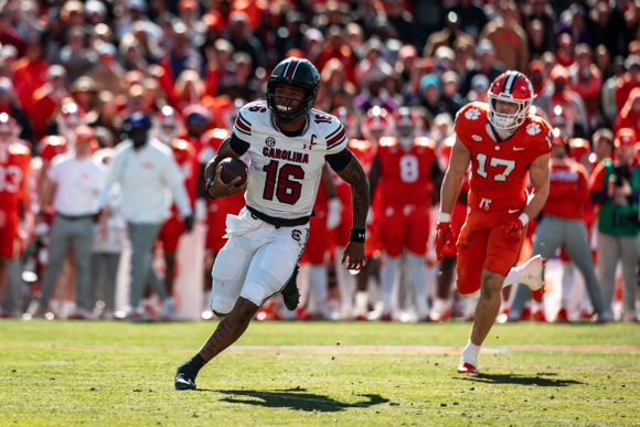 Sellers' Last Minute TD Rush Lifts Football Past No. 12 Clemson, 17-14