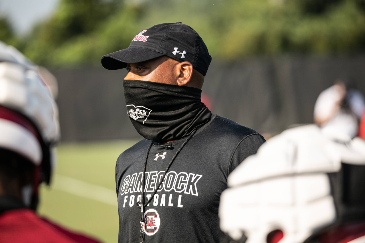 Running backs coach Des Kitchings | Wednesday, Aug. 19, 2020 | Ken & Cyndi Long Football Operations Center | Columbia, S.C. | Photos by South Carolina Athletics