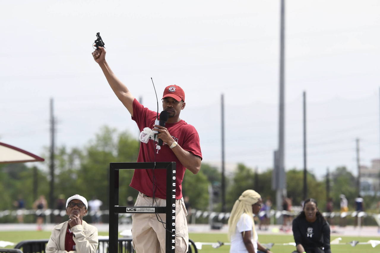 The Gamecocks celebrate the jersey retirements of Miki Barber and Terrence Trammell | April 13, 2019 | Photo by Allen Sharpe
