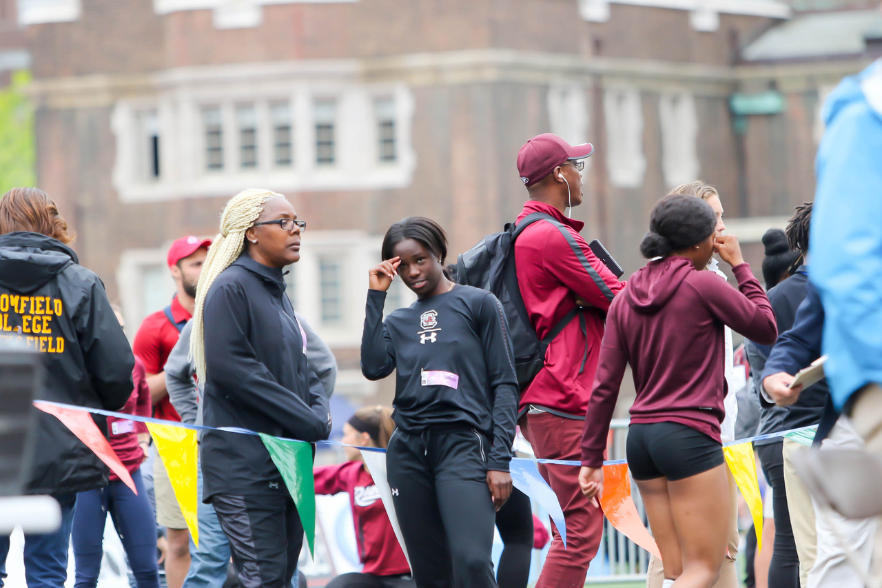 Delethea Quarles and Makyla Stanley in action at the 125th Penn Relays | Photo by Charles Revelle | April 25, 2019